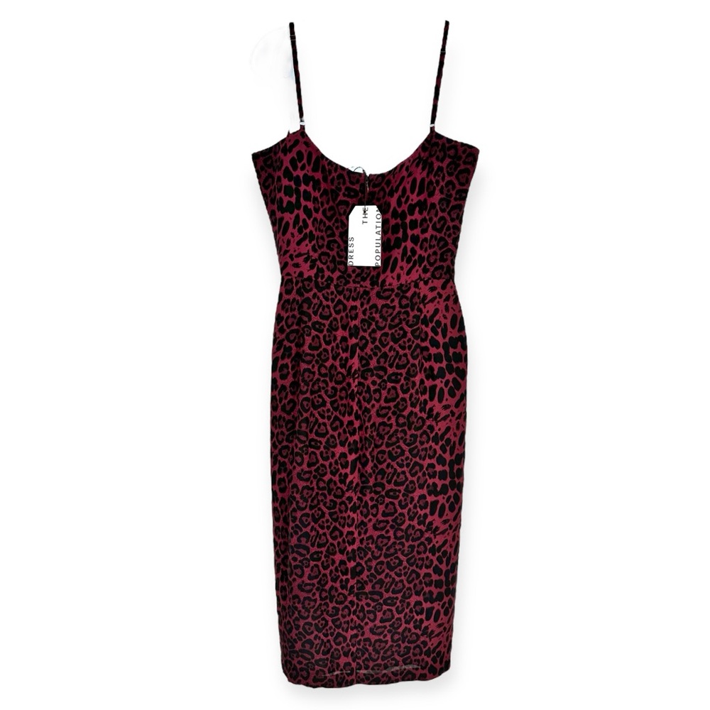 DRESS THE POPULATION NWT Shaireen Leopard Bodycon Dress SIZE XL Cherry Cola - Picture 9 of 11